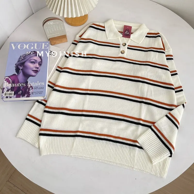 Polo Levronka Blouse - Atasan Rajut Wanita Korea Baju Kerah 7