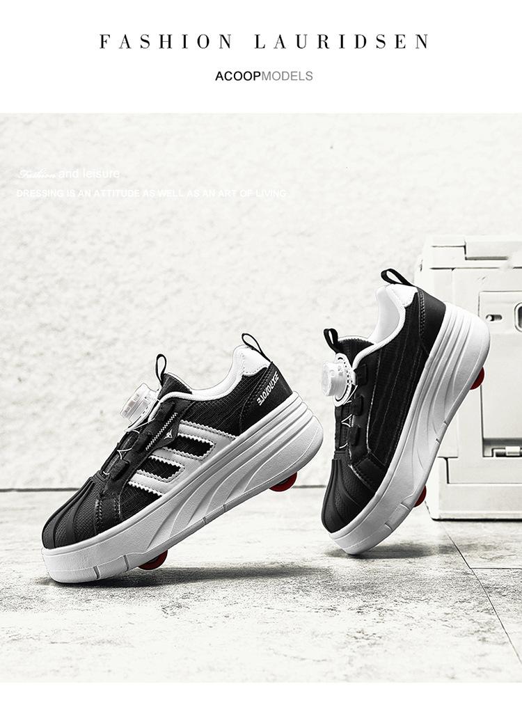 Product Introduction of Factory Direct Sale 2024 New Style Heelys Shoes Mesh Girls' Children's Roller Shoes Four-Wheel Double-Row Shoes 17