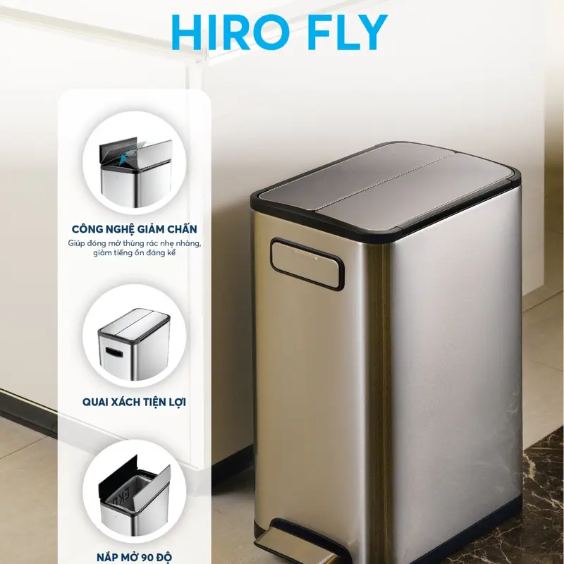 Thùng rác cảm ứng, thùng rác Inox Inochi - nhiều kích cỡ, kiểu dáng, đa công năng, tiện lợi Đồng 1