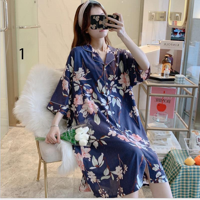 ️ Váy Sơ Mi Nữ Dài ️-  Váy ngủ nữ, đồ mặc nhà dài tay lỡ phong cách Hàn Quốc B68 1