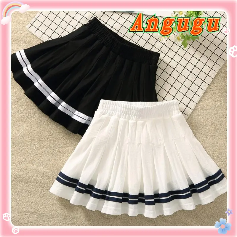 Angugu-Bộ Đồ Hải Quân Cho Bé Gái, Váy Xếp Ly Chống Trượt, Quần Culottes Mỏng Mùa Hè Cho Trẻ Em, Mùa Xuân Và Mùa Thu 0