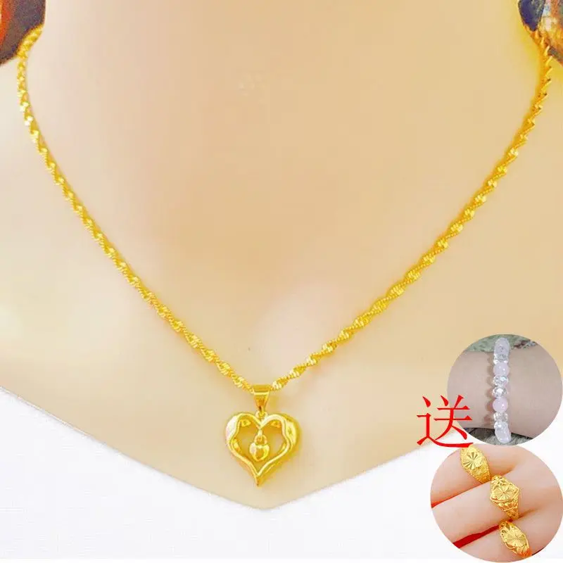 Vòng Cổ Vàng, Dành Cho Phụ Nữ, Dây Chuyền Xương Đòn Mặt Dây Chuyền Tình Yêu Hình Trái Tim Trang Sức Chain Jewelry 0