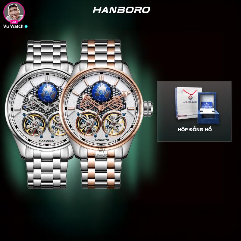Đồng Hồ cơ nam HANBORO [3840] G-8821 Bầu trời dây kim loại