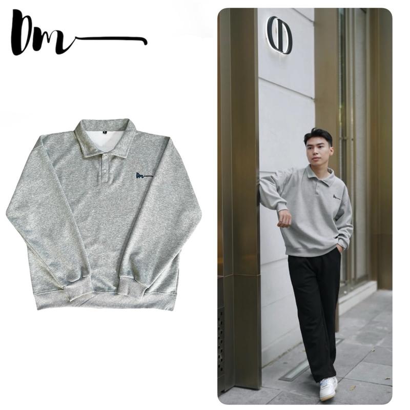   XẢ KHO  Áo sweater cổ Polo nỉ 2 da Sweater Unisex nam nữ. DM_02 Menswear Shirt 