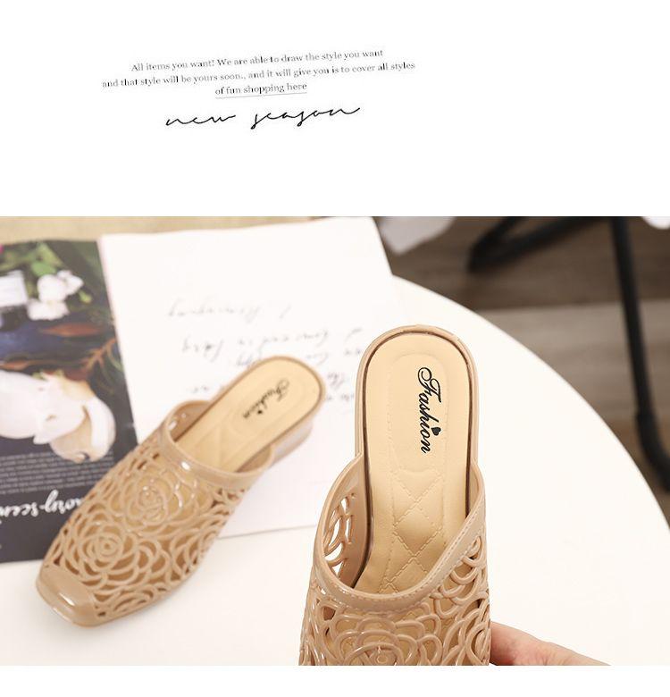 Product Introduction of Dép Đi Biển, Dành Cho Nữ, Có Thể Đeo Ngoài Trời, Bít Mũi, Gót Trung Bình Mùa Hè, Thời Trang, Dễ Phối Đồ, Không Trơn Trượt, Đế Mềm, Phong Cách Hàn Quốc, Thiết Kế Khoét Lỗ, 2024 4