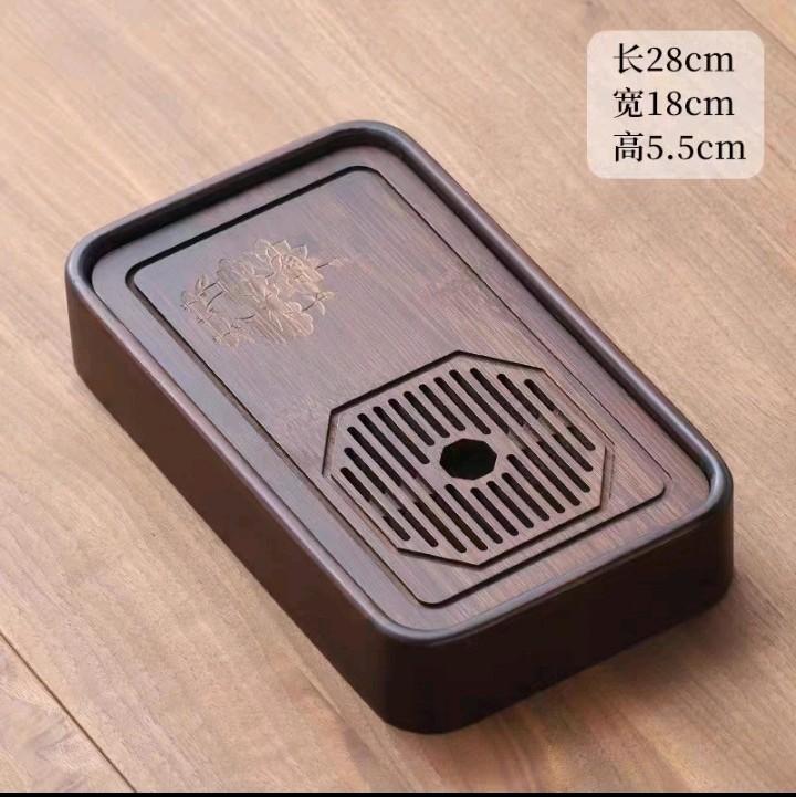 khay trà gỗ nguyên khối sai nhỏ 28x18x6 cm điêu khắc bông hồng trên mặt khay 5