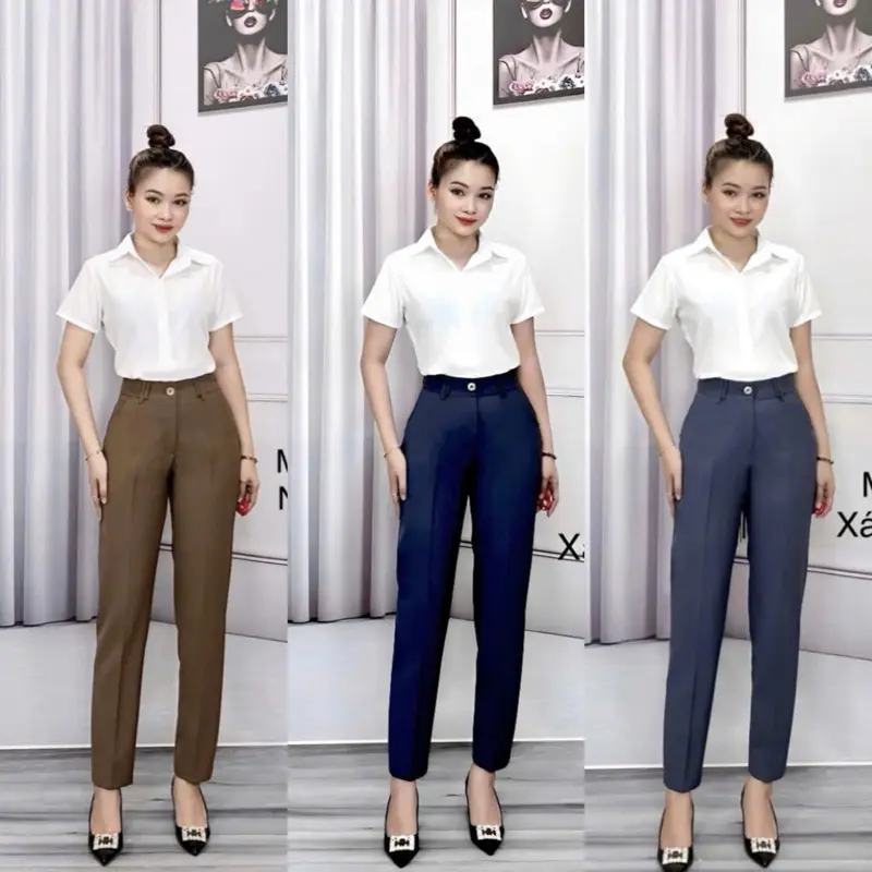 Quần Tây Nữ Ống Đứng 1 Nút Lưng Cao Ống 16cm Chiều 97cm - Women, Ong