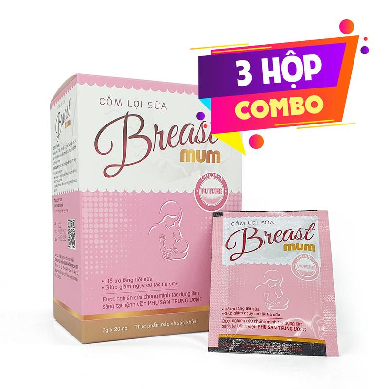   COMBO 3  Cốm lợi sữa Breast mum - Tăng chất lượng và số lượng sữa mẹ cho mẹ ít sữa sữa loãng mất sữa sau khi sinh và đang cho con bú 