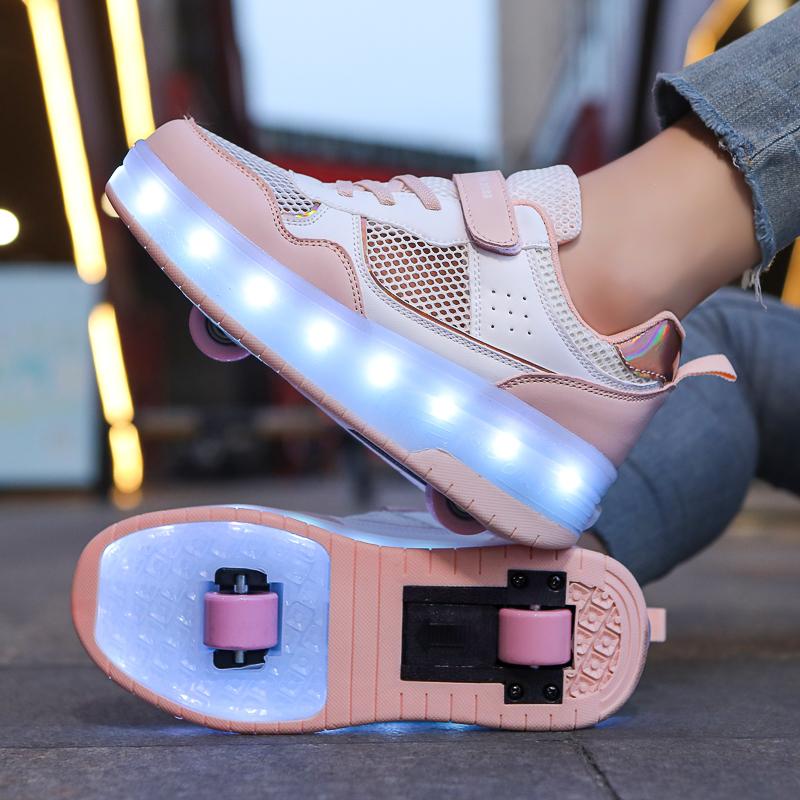 Giày Giày Thể Thao Hai Bánh Chiếu Sáng LED, , Dành Cho Giày Trượt Patin Trẻ Em, Giày Chiếu Sáng Đầy Màu Sắc Cho Trẻ Em, Giày Thể Thao Cho Bé Gái Và Bé Trai Có Bánh Xe 2