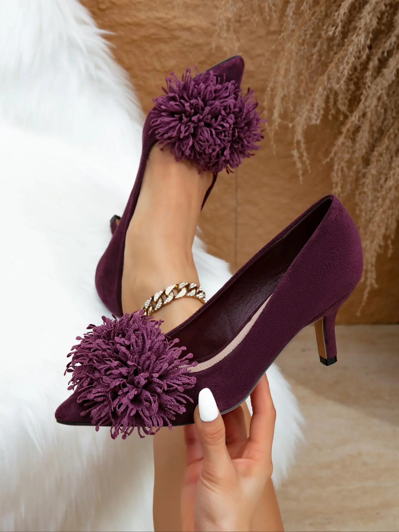 Women's Fashionable Leopard Pattern Pom Pom Decorated Stiletto Heels, Elegant Pointed Toe High Heel Shoes for Party, Daily Clothing Decor for Women & Girls, Classy