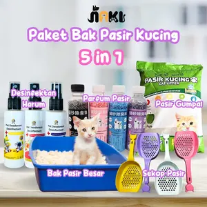 [PAKET LITTER BOX LENGKAP 02] NOKI PAKET CAT LITTER BOX KUCING BAK PASIR KUCING + SEKOP + PASIR KUCING GUMPAL WANGI 1 KG TEMPAT BESAR KASUR KUCING MURAH TEMPAT MAKAN KUCING JUMBO 25 LITER 20KG