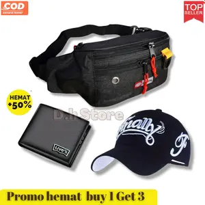 (D.h store) Topi Baseball pria Beli 1 dapat 3 Topi Distro tas dan dompet,Paket lengkap terbaru !!! Pinggang