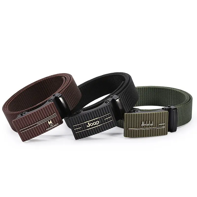 Thắt Lưng Nam, Thắt Lưng Khóa Không Răng Tự Động Bằng Sắt, Thoáng Khí, Màu Trơn Giả Nylon, Thân Thắt Lưng Bán Chạy 0