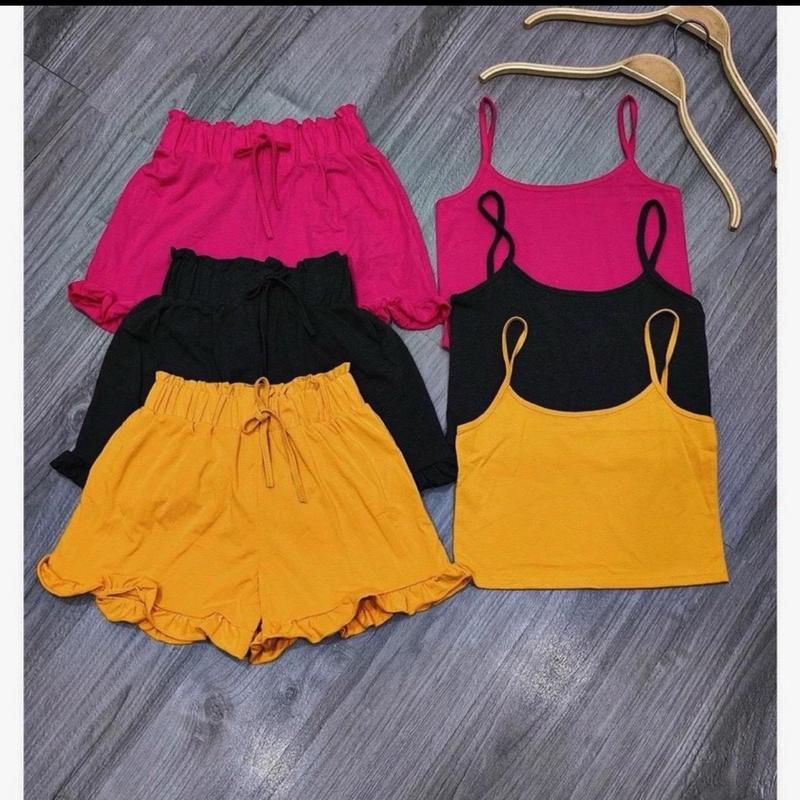 Đồ ngủ, Đồ bộ nữ 2 dây thun đùi mặc nhà Bộ ngủ 2 dây thun chất mát lạnh siêu mát gân tăm mềm mịn mã 05