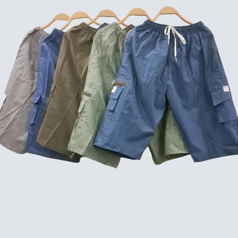 Combo 5 quần lửng KAKI nam ( trung niên ) lưng thun túi hộp co giãn thấm hút mềm mát ( 5 túi có túi khóa kéo ) Menswear Kem