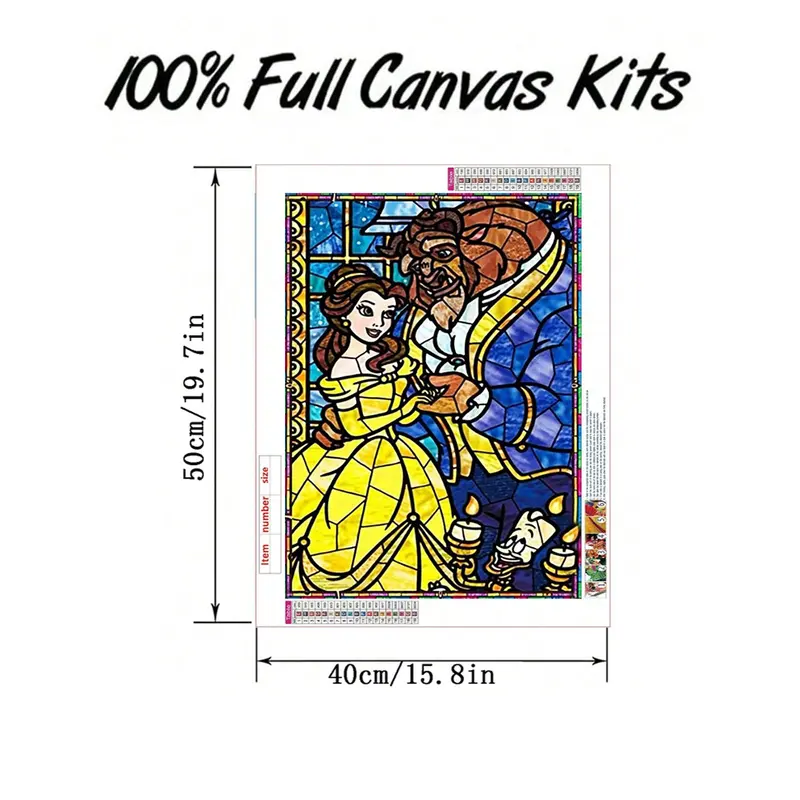 Beauty & Beast Pattern Diamond Arts Colorful Painting Kit without Frame, DIY 5D Diamond Arts Crafts, Wall Craft Decoration 1