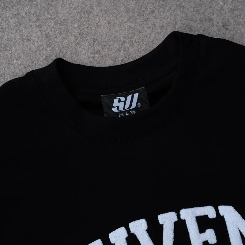 Áo Thun Thêu Xù SOUVENT Form Oversize Cổ Tròn Unisex Màu Đen - ORIGINAL 3