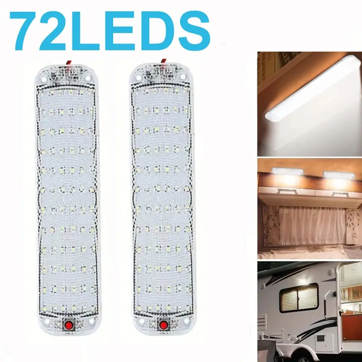 72LED 12V-80V Car Interior Light High Bright Cabin Dome Roof Ceiling Lamp Car Interior Reading Light For Trucks Campers Boats RV