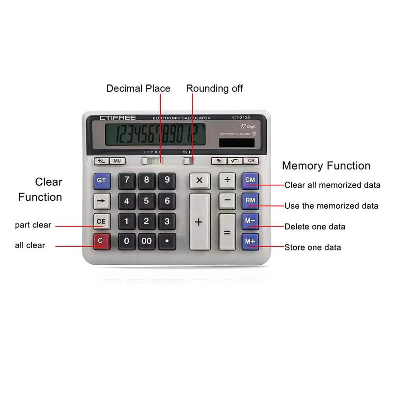 Product Introduction of Electronic Calculator Counter Solar & Battery Power 12 Digit Display Big Button for Business Office School Calculating 29