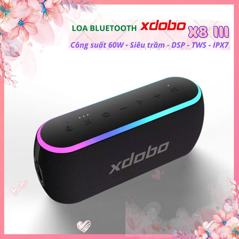 Loa Bluetooth Chính hãng Xdobo X8 III 60W Siêu Trầm, Âm siêu hay - DSP - TWS - Chống nước IPX7 - Led RGB bản nâng cấp của X8 II, Hero 1999, Wake 1983