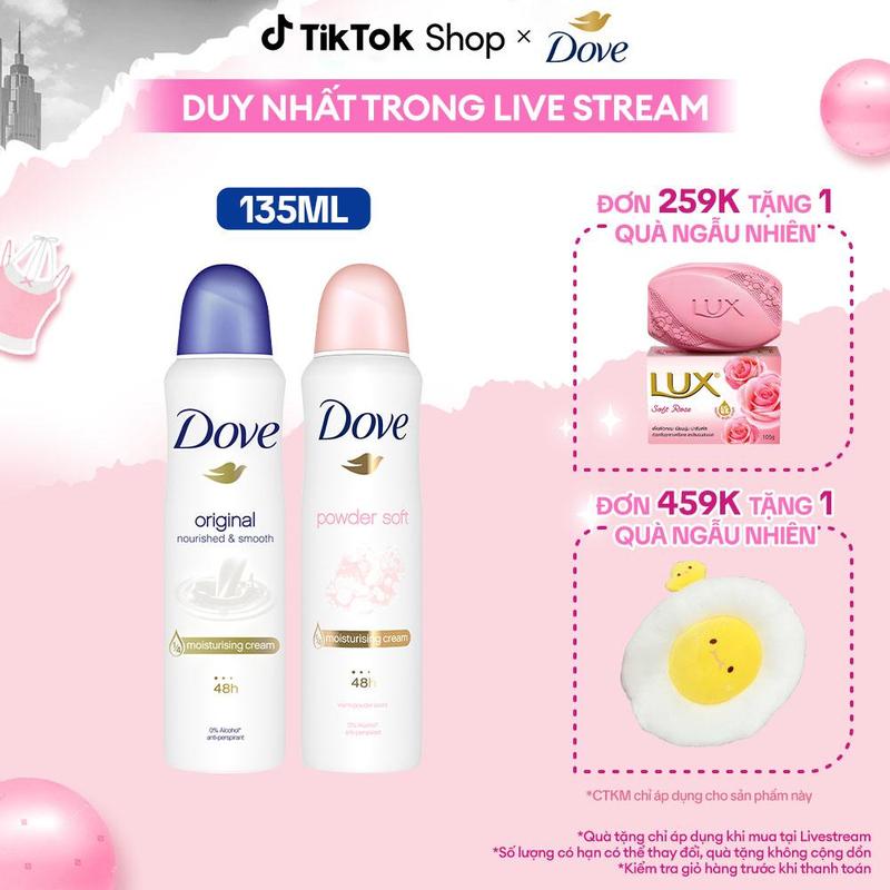   KOL Live 2   CHÍNH HÃNG  Xịt Khử Mùi Dove Hỗ Trợ Dưỡng Da Sáng Mịn dành cho nữ 135ml  2  