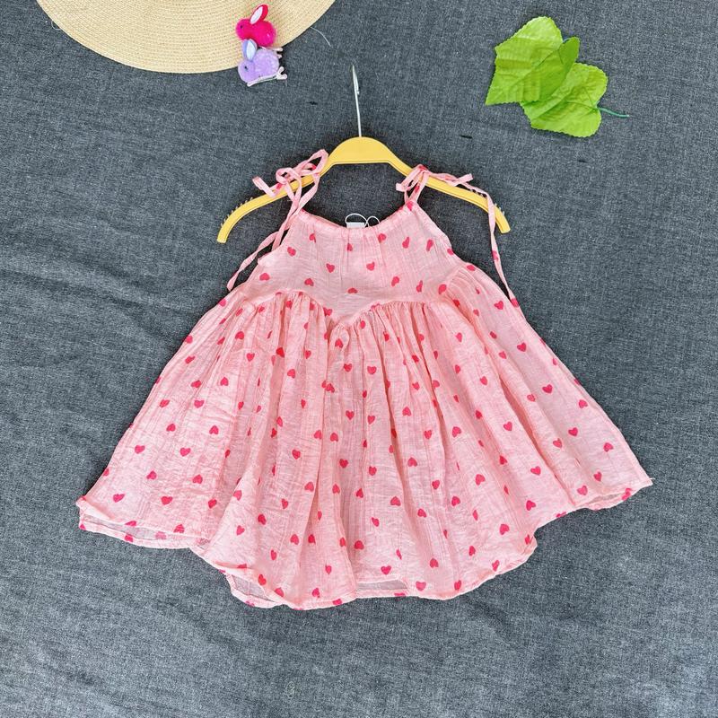Váy 2 dây tùng lượn siêu mát cho bé mặc mùa hè 1053,hàng thiết kế cho bé gái loha kids dam xinh 1