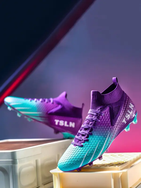 Men's Colorblock Letter Pattern Football Shoes, Non-slip Breathable Football Cleats for Back to School, Professional Football Training Shoes For All Seasons 2