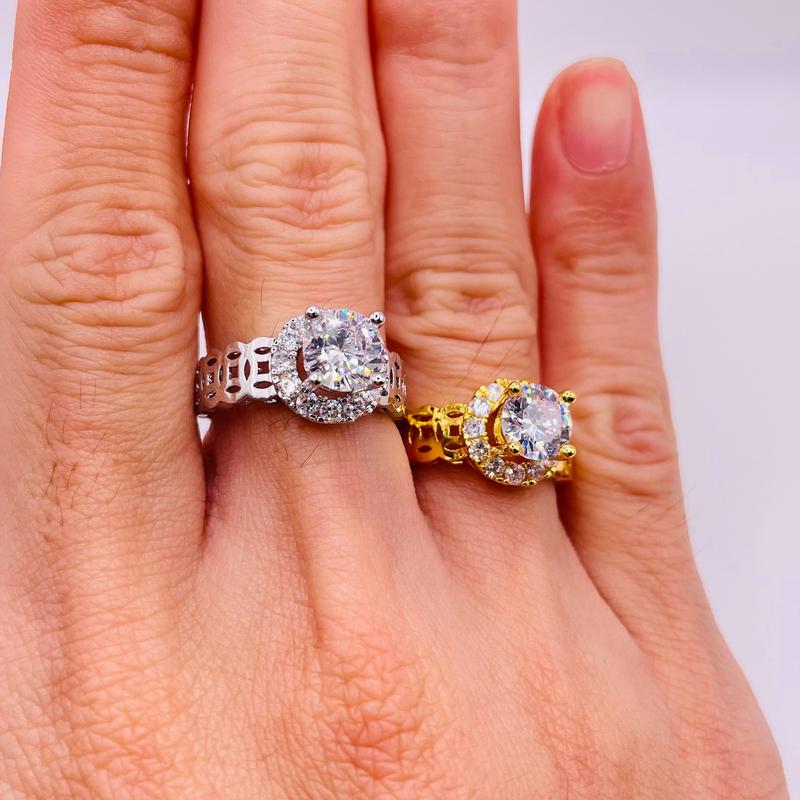 Nhẫn kim tiền titan có đá, Nhẫn titan nữ kim tiền không gỉ màu vàng hoặc trắng, trangsucmoiluatuoi.RIN