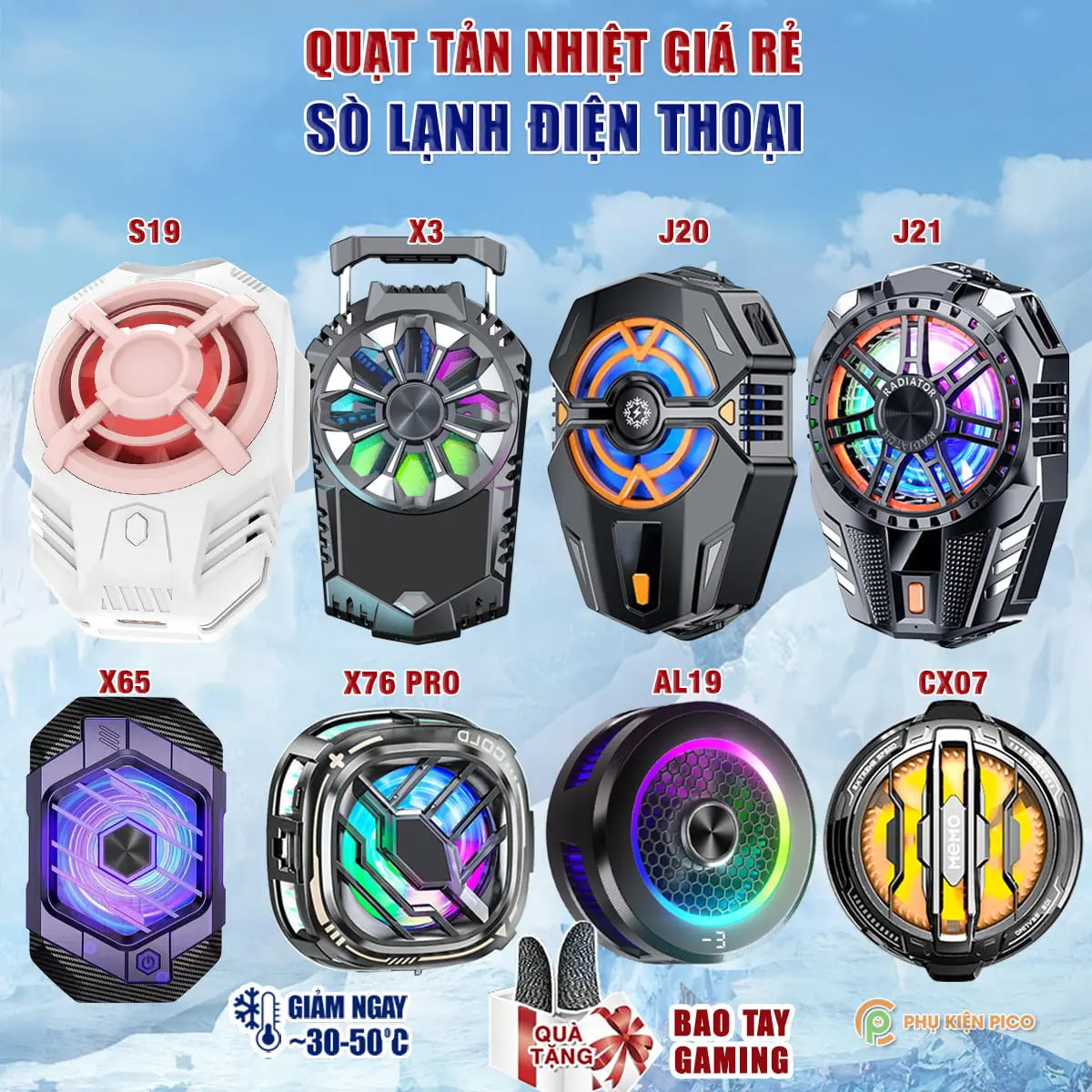 Quạt tản nhiệt điện thoại sò lạnh Memo CX07 / S19 / J20 / X65 / X3 - Sò lạnh tản nhiệt giá rẻ 2025 Phụ Kiện