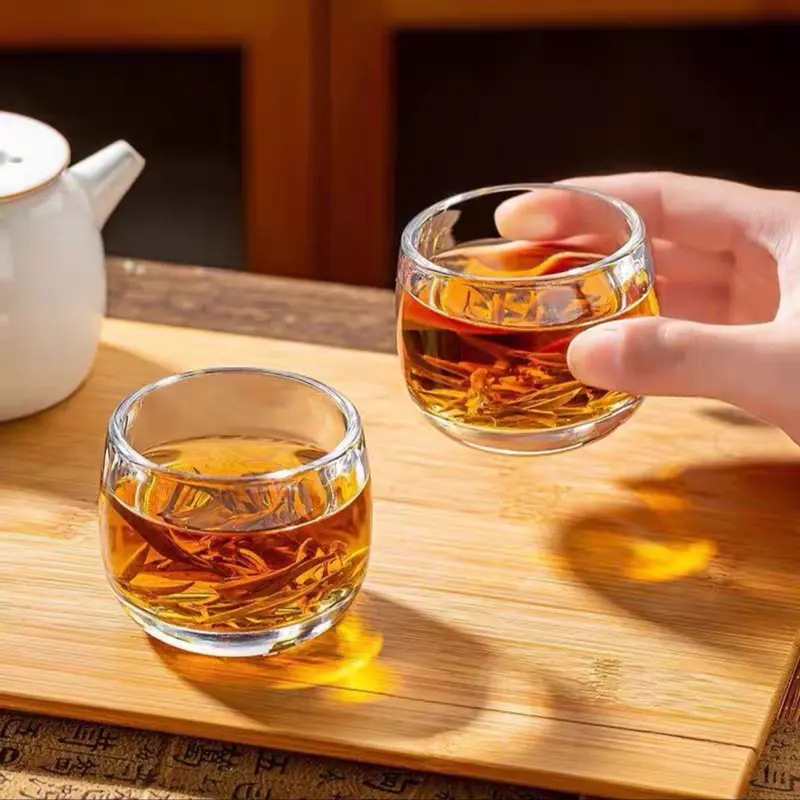 [Hàng dày L1] Bộ 6 ly trà lục thủy 80ml trong suốt chất liệu thủy tinh sang trọng làm ly trà, ly tửu, thuytinh dep, ly trà Tết 2