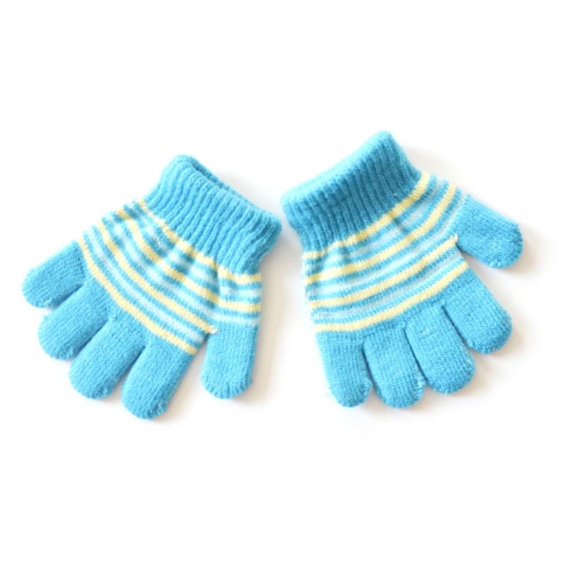 Children Full Finger Gloves Stripe Gloves Mittens Age1-5 Toddler Knitted Winter Gloves Outdoor Sport Gloves for Boy Girl 6