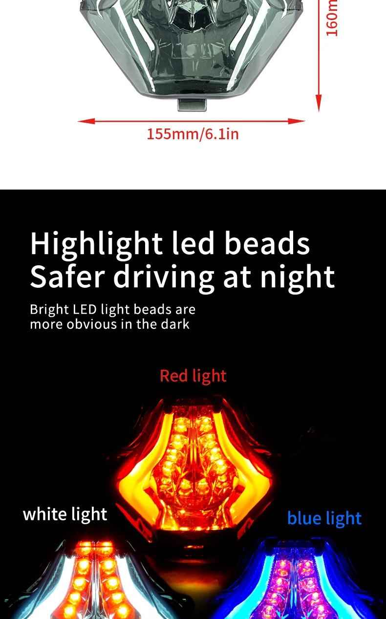 Product Introduction of Motorcycle LED Taillight Motorbike Rear Brake Light Indicator Lamp for YAMAHA R25 R3 MT03 MT07 MT-25 FZ-07 Y15ZR EXCIT 12