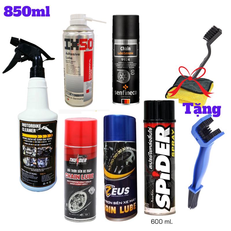 Combo Dung Dịch Tẩy Đa Năng Motorbike Cleaner Kèm Dưỡng Sên Voltronic iX50 ,Senfineco 9941 9924