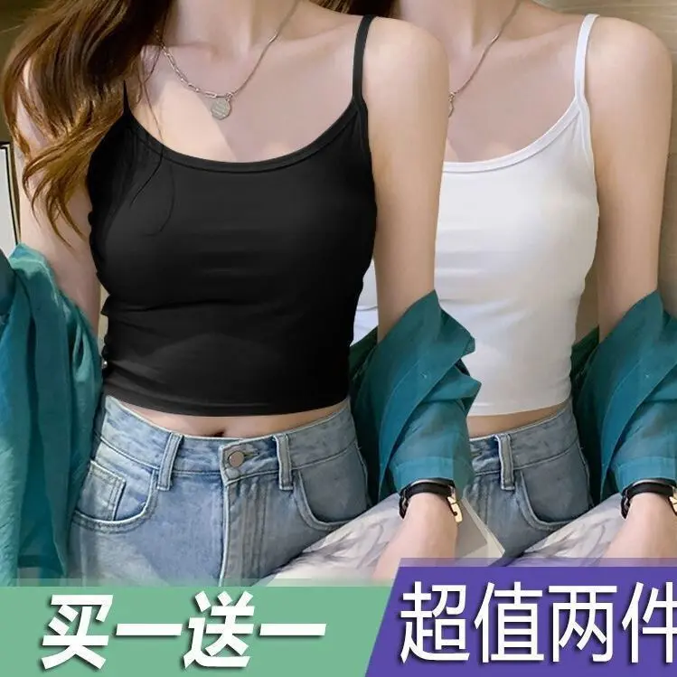 Áo Vest Hai Dây, Dễ Phối Đồ Cho Nữ, Không Tay, Ngắn, Mỏng Vừa Vặn, Có Thể Mặc Bên Trong Áo Lót, Áo Mặc Bên Ngoài, Thích Hợp Cho Mùa Hè, Áo Trên