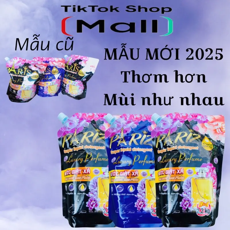 Combo 3 túi Nước giặt Paris Gold hương hoa Pháp 2kg2 - combo 3 túi tiết kiệm , thơm dai , làm sạch ( giao màu ngẫu nhiên )