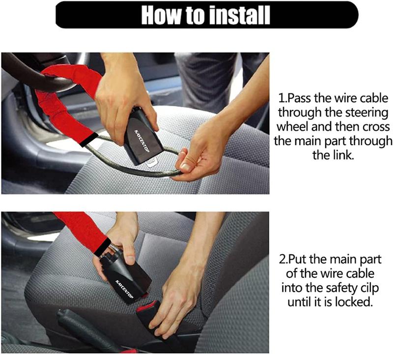Product Introduction of Motor Steering Wheel Lock Steel Cable Rope Lock Bold Car Anti-Theft Safety Belt Card Shackle Universal Car Lock 15