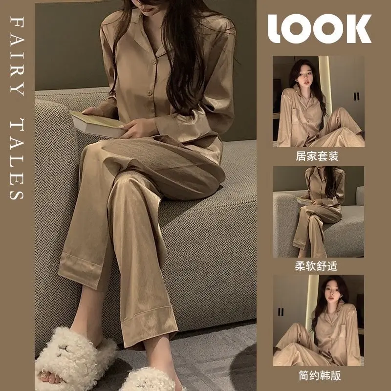 Bộ Đồ Ngủ Lụa Lạnh Cao Cấp Hàng Mới Về Năm 2024, Dành Cho Nữ, Dài Tay, Mỏng, Thích Hợp Cho Mùa Xuân Và Mùa Thu, Có Thể Mặc Ngoài Trời, Đồ Mặc Nhà Bằng Lụa, Lý Tưởng Cho Sinh Viên, Có Thể Được Mặc Ngoài Trời