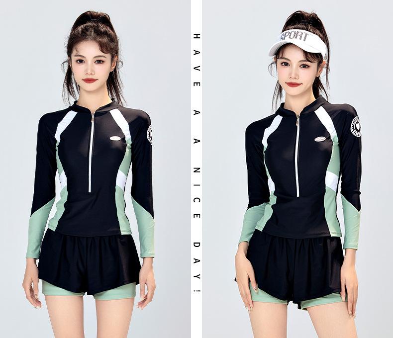 Product Introduction of Swimsuit Women's Split Hot Spring 2023 New Popular High-Grade Conservative Surfing Summer Long Sleeve Sun Protection Swimming Suit Students 11