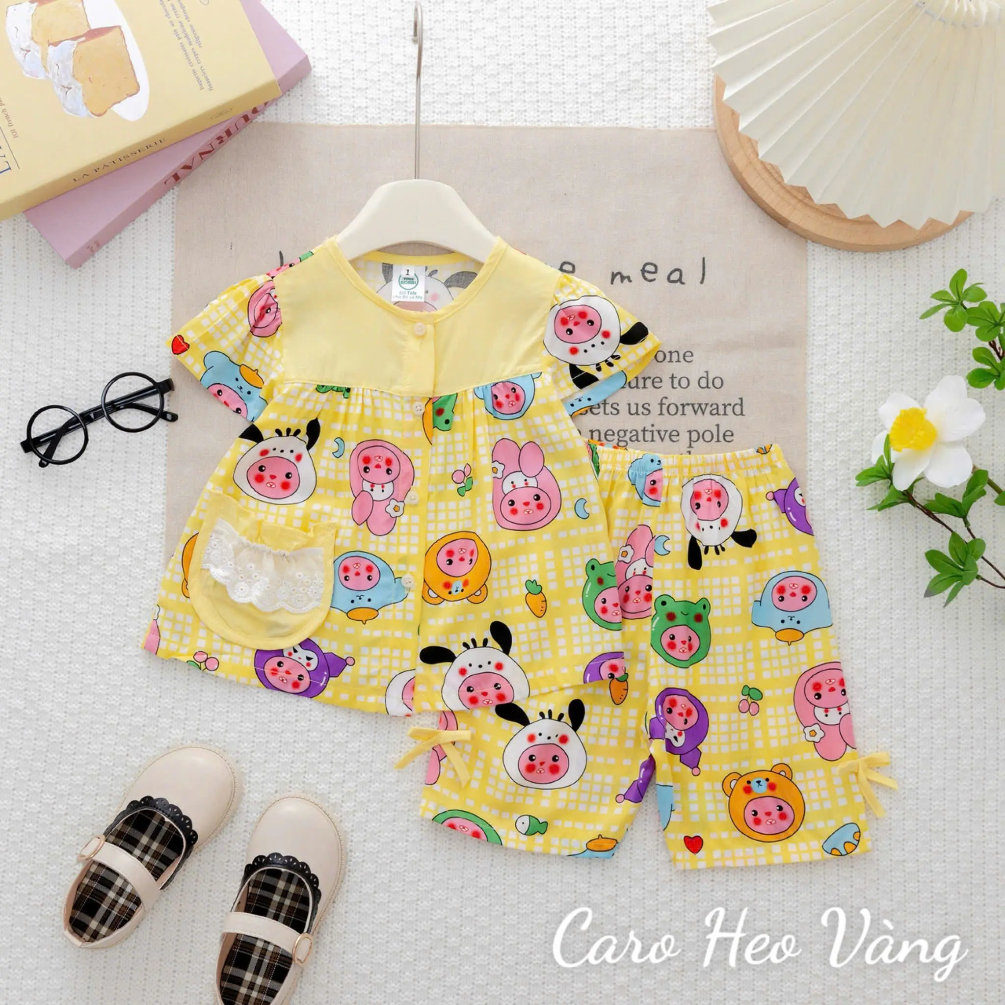 Tay Búp Quần Lửng Họa Tiết ( Mã 2 ) - Đồ Bộ Bé Gái - Bộ quần áo Tole Loại 1 mềm, mịn, mát size 7-43 kg 7-8 năm