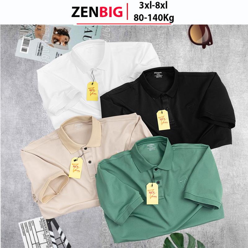 Áo thun nam big size ZENBIG, áo thun polo nam dành cho người mập từ 70-140kg (size 2xl-7xl) (shop chuyên đồ big size nam) Menswear Top Có Cổ Shirt Ngắn Tay Tay Ngắn Cộc Tay Đen