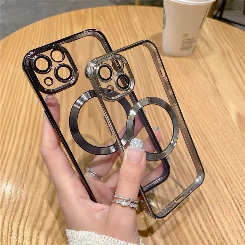 CASE MAGSAFE ELECTROPLATING METALIC MAGNETIC IPHONG 11 12 13 14 15 PRO MAX PLUS LENS GUARD PROTECTOR FULL COVER Softcase 0