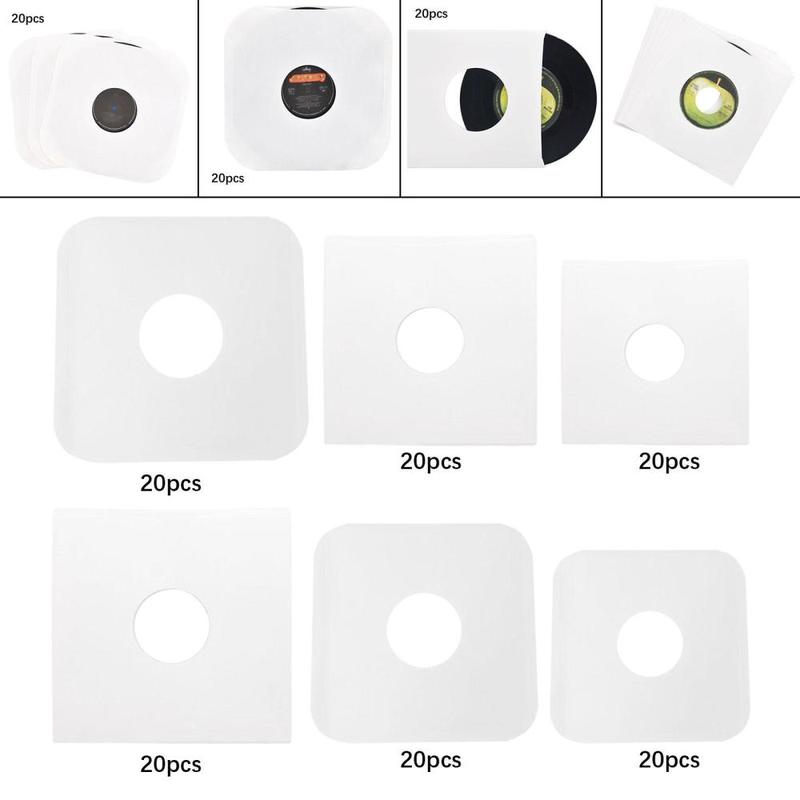 20x Vinyl Record Inner Sleeves White Inner Sleeves Record Sleeves Protection Covers 3