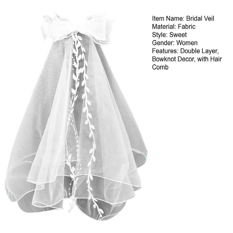 behydes- Hair Decoration Curly Hair Bridal Princess Bow Hair Accessories for Wedding Photography and Performance Bridal Double Layer Head with Hair Comb 2