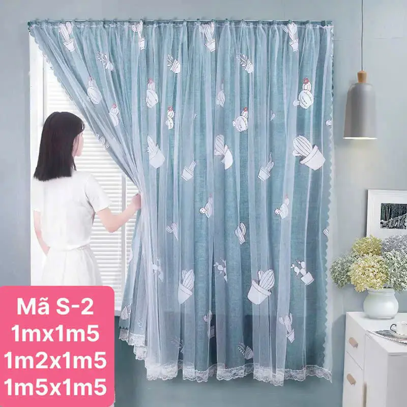 Rèm Cửa Sổ Dán Tường 2 Lớp Mới Siêu Tiện Lợi, Rèm Cửa Sổ Chống Nắng Trang Trí Siêu Đẹp (tặng kèm băng dán) phòng ngủ 4