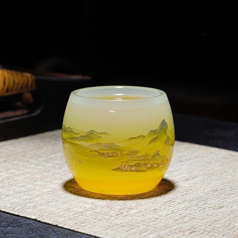 Product Introduction of Thousand-Li Landscape Jade Porcelain Glaze Master Cup Special High-End Chinese Tea Cup Landscape Cup High-End Jianzhan Guest Cup Heat Insulation 0