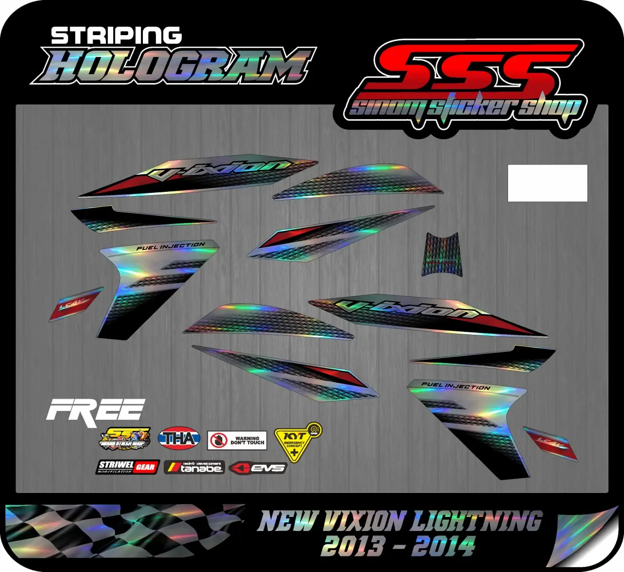 Stiker Striping Ori Hologram Yamaha New Vixion Lightning/NVL 2014 Motor