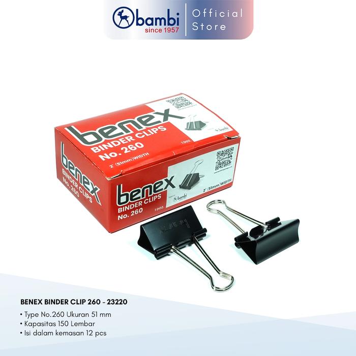 Gambar Benex Binder Clip Benex 51 mm Jumbo Size Edisi Paper Clip & Penjepit Kertas No 260 Original dari Bambifiles Store Kota Depok Tokopedia
