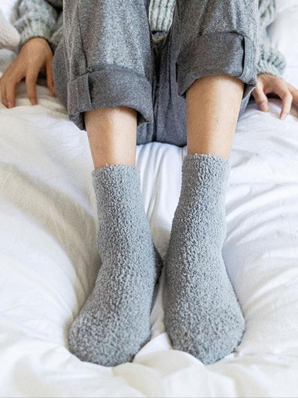 Men's 5 Pairs Fuzzy Crew Socks, Soft Comfy Warm Knit Socks for Fall & Winter, Men's Socks for Daily Wear, Cold Weather Gear, Socks for Men 2
