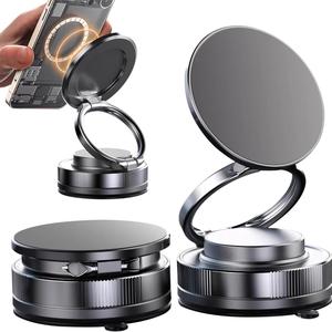 360°調整可能な真空磁気スマホホルダー（車用）、MagSafe対応のスクションカップマウント、メイクアップやジムに最適なポータブルホルダー