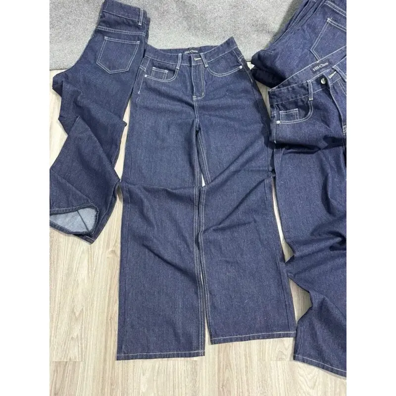 Quần Dài Jean Ống Rộng Unisex Menswear 015 Có Túi - Mau Den Giá Rẻ jean han havens jeans